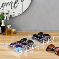 Lunettes de soleil en acrylique sur mesure, organisateur divisé, étui de rangement transparent à 6 fentes pour lunettes, plateau d'affichage empilable pour lunettes de soleil