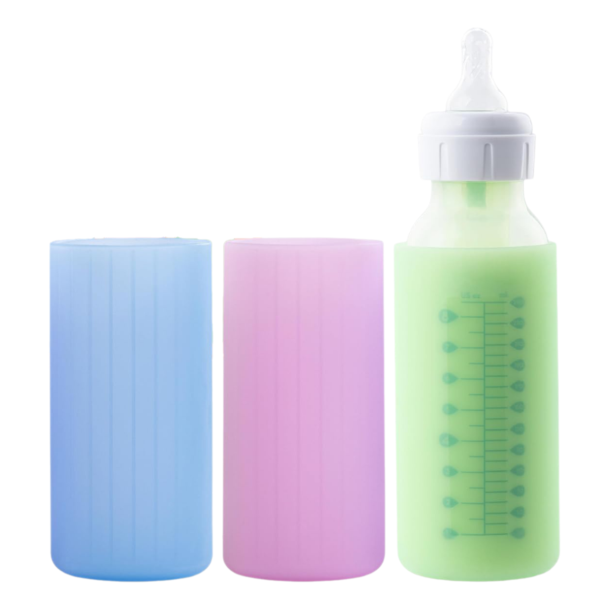 Lot De 3 Manchons En Silicone Pour Biberons Dr. Brown's En Verre Naturel, Anti-casse, Compatibles Avec Les Biberons Dr. Brown à Col Large, 255 G (blanc + Rose + Violet