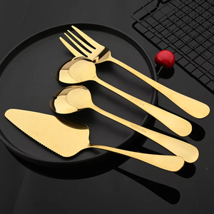Classical Luxury 1010 Gold Stainless Steel Service Utensils Butter <b>Knife</b> Soup Ladle Serving <b>Knife</b> Spoon Fork Set Cutlery in Bulk - Product Image 4