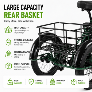<span class=keywords><strong>Tricycle</strong></span> <span class=keywords><strong>électrique</strong></span> de transport à pneus larges de 24 pouces, 48V 750W, certifié DOT, pour neige et transport, avec batterie au lithium et assistance au pédalage - Product Image 3