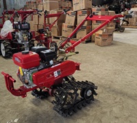 Micro-tracteur agricole à double chenille, moteur essence 9HP/177F, pour labour et travail du sol