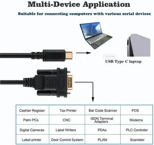 OEM/ODM USB C إلى RS232 DB9 كابل تسلسلي مع شرائح Prolific / FTDI تدعم النوافذ 11 10 8 7 و Mac Linux