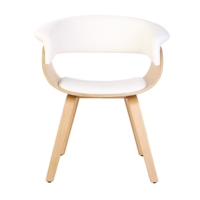 Chaise Courbée en Bois Massif, Fauteuil de Salle à Manger Moderne en Contreplaqué Rembourré PU, Mobilier pour Maison, Hôtel et Restaurant (Vente en Gros)