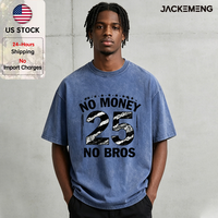 Kaos Katun Oversize Bermotif Urban dengan Cetakan Kutipan 'No Money No Bros' Gaya Retro Streetwear Kasual Grosir Gudang USA