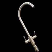 Robinet de lavabo de cuisine et salle de bain monotrou en acier inoxydable, à double levier, pour eau froide et chaude, à poser sur le comptoir