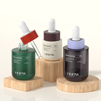 Botella de Vidrio Redonda y Corta de 15ml, 30ml, 50ml con Gotero, Frasco Vacío para Suero y Aceite Esencial, Impresión de Color Personalizada, Envase Cosmético