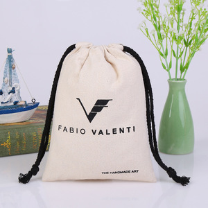 耐用纯棉拉绳手提包旅行Storge包空白平纹帆布带定制标志的黑色绳背包 - Product Image 1