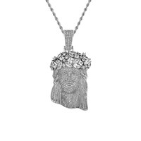 Collier haut de gamme pour homme, style hip-hop transfrontalier, avec pendentif en cuivre électroplaqué, entièrement orné de strass et de pierres de zircon, et chaîne en bambou