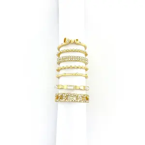 Gioielli personalizzati cuba multistrato love wedding set di anelli di diamanti placcati in oro 18 carati per le donne