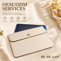 Sac à main élégant en cuir matelassé pour tablette, pochette à rabat brodée pour femme avec fermoir doré, housse pour ordinateur portable à porter à la main pour les voyages