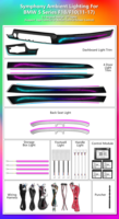 Kit de Accesorios de Iluminación LED Interior para Automóvil Cardoo F10 Upgrade Galaxy Ambient para BMW Serie 5 F11 F18 2011-2017, Moldura de Luz para Puerta