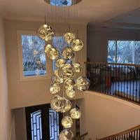 Lustre suspendu décoratif moderne pour escalier, villa, espace commercial, luminaire suspendu personnalisé en forme de lave pour plafond double hauteur, hôtel