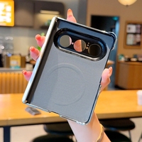 Étui magnétique pour iPhone DUO, étui de protection pliable pour iPhone, coque rigide en cuir PU, bordure électro-plaquée à double axe