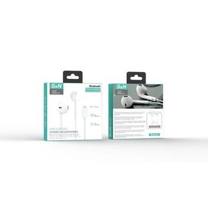 Auriculares estéreo S&N con cable y micrófono para dispositivos iPhone y Android - Product Image 1