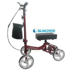 Scooter mobile en acier inoxydable, 1 pièce, poignées réglables, pliables, 4 roues, hauteur aux genoux