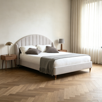 Lit rembourré confortable en tissu avec cadre en bois massif et panneau en MDF