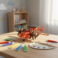Kit de Experimentos Científicos Educativos STEM, Avión de Madera con Energía Solar Montessori DIY, Modelo de Rompecabezas 3D, Juguete para Niños