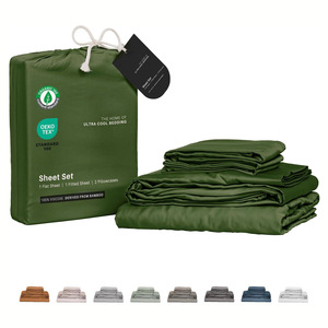 Set <span class=keywords><strong>di</strong></span> Lenzuola e Copricuscino in Fibra <span class=keywords><strong>di</strong></span> Bambù Tinta Unita Traspirante Satinato Stile Nord Europa 4 Pezzi Personalizzabile - Product Image 2