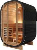 Sauna da Esterno per 2 Persone, Moderna Cabina Sauna a Cubo con Striscia LED