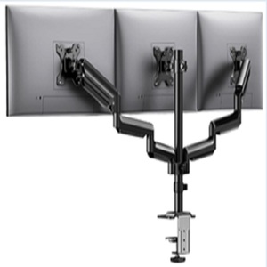 Support triple <span class=keywords><strong>moniteur</strong></span> <span class=keywords><strong>HUANUO</strong></span> pour écrans <span class=keywords><strong>de</strong></span> 17 à 32 pouces, réglage, pivotement, inclinaison, rotation, en acier allié noir, chaque <span class=keywords><strong>bras</strong></span> peut supporter - Product Image 3