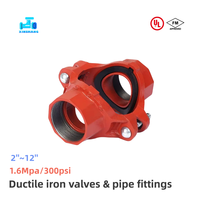 Raccord rainuré en fonte ductile FM UL 4 pouces, raccord en T mécanique, raccords de tuyauterie rainurés pour système d'extinction d'incendie par sprinklers