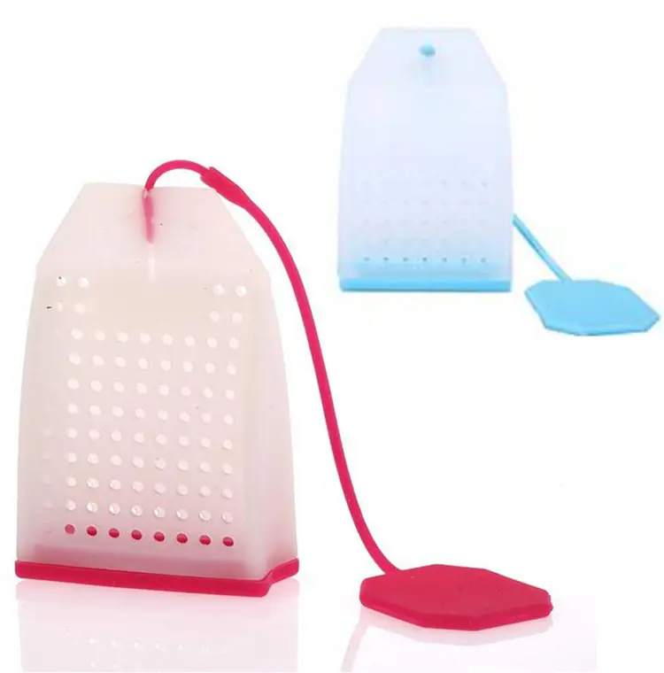 Sachet de thé en silicone coloré avec ficelle, de qualité alimentaire, en gros, doux et facile à stocker