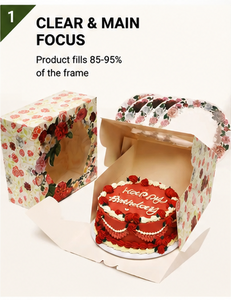 Eco-friendly Foldable Paper Cake <b>Box</b> with Transparent Window <b>Floral</b> Decorative <b>Box</b> for Mother's Day and Surprise Gift - Product Image 3
