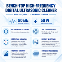 Nettoyeur à ultrasons CNC haute fréquence série KQ-TDE 80 kHz en acier inoxydable 304 de type banc pour le nettoyage de pièces de précision industrielles