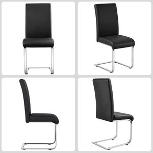 Yaheetech – ensemble de 4 chaises de <span class=keywords><strong>salle</strong></span> à <span class=keywords><strong>manger</strong></span> modernes, rembourrées en simili cuir, dossier haut, pieds en métal chromé, pour cuisine/salon - Product Image 5