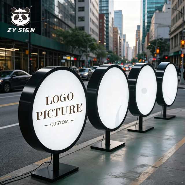 Commercial Double Sided Oval Rotating Light Box Rotary LED Luminous Sign Weatherproof Stainless Steel Decorative Street Shop