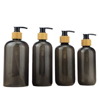 Botol Sampo Bambu Alami Mewah 500Ml 8 Oz dengan Pompa Bambu, Kemasan Kosmetik Biodegradable