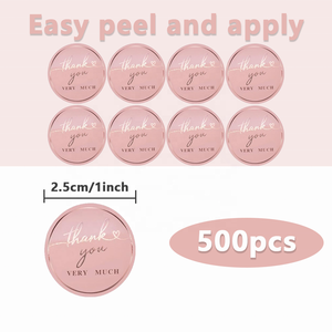 Etiqueta Autoadhesiva con Lámina Dorada, Tarjeta de Agradecimiento, Decoración de Regalo Rosa, Inserto para Ramo de Flores, Impermeable, Personalizado, Blanco - Product Image 4
