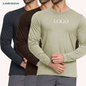 Camisetas Deportivas LORISOW de Mezcla de Lana <span class=keywords><strong>Merino</strong></span>, Ligeras, de Manga Larga, Cuello Redondo, Dobladillo Curvo, para Hombre - Product Image 1