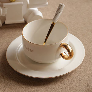 Ensemble de tasses et soucoupes en céramique de luxe, bordure dorée, en porcelaine, <span class=keywords><strong>expresso</strong></span>, cappuccino, nouvelle collection - Product Image 5