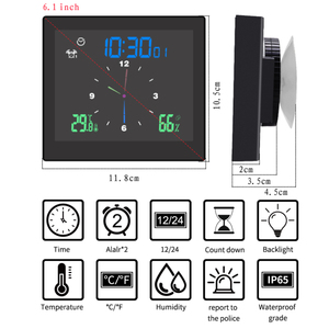Modern Waterproof LED Display Electronic Timer <strong>Clock</strong> <strong>Bathroom</strong> Temperature Humidity Meter Suction Cup Alarm Desk <strong>Clock</strong> Design - Product Image 4