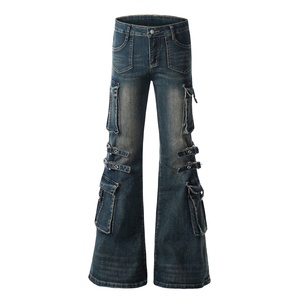 Pantalon droit en jean Y2K Spicy Girl 2025, style cowboy, avec boutons métalliques et délavage clair |   Vente en gros personnalisable - Product Image 6
