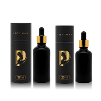 Flacons compte-gouttes en verre cosmétique pour huiles essentielles de 20 ml et tube en papier noir personnalisé