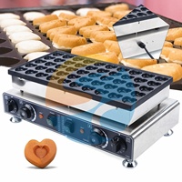 Machine à gaufres et à crêpes en forme de cœur antiadhésive électrique commerciale 50 pièces, machine à gâteaux, machine à en-cas, portable, nouvelle