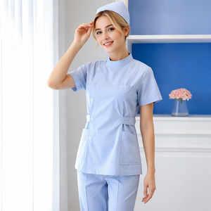 Completo Estivo da Infermiera Dentale per Donna, Set Due Pezzi a Maniche Corte, Abbigliamento da Lavoro per Pratica Medica e Odontoiatrica - Product Image 3