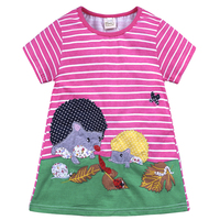 Robes d'été pour filles, vêtements pour enfants de 1 à 4 ans, col rond, décontracté, en coton, manches courtes, longueur aux genoux, dessin animé