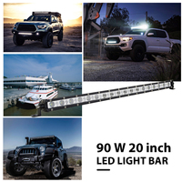 Nouvelle barre lumineuse LED super fine 12V 19 pouces à une seule rangée 90W 9000LM à haut rendement, faisceau large/spot/combiné, lampe tout-terrain pour camions 4x4