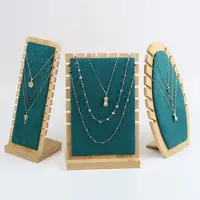 Custom Creative bamboo and wood necklace display frame detachable pendant rack accessories shelf window jewelry display frame