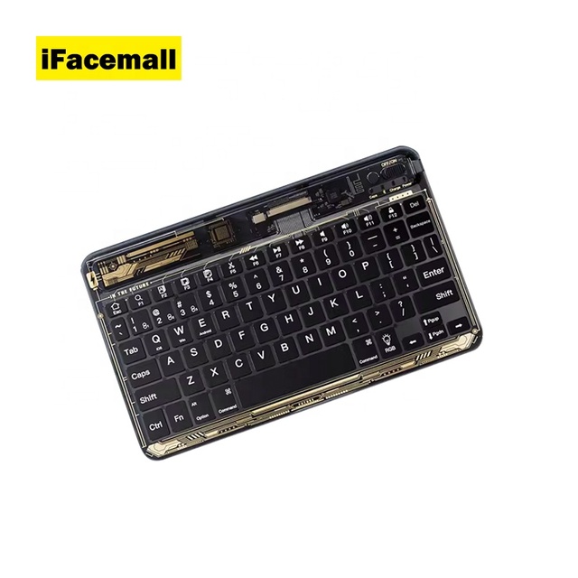 IFacemall Metal Aluminum Gaming Official Wireless bluetooth RGB Backlit Mini Keyboard for Laptop Tablet Computer iMac iPad