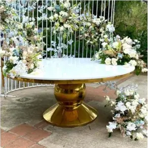 Base d'oro in acciaio inox di lusso Reception rettangolo di nozze tavolo per il partito