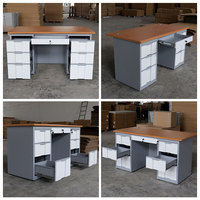 Bureau de travail moderne, tables de bureau, poste de travail de bureau, bureau avec 6 tiroirs, bureau en acier métallique, mobilier de bureau