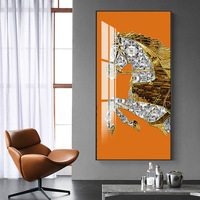 Salon porche décoration cheval incrusté de diamant verre porcelaine cristal wallart