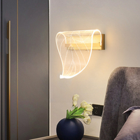 Applique murale moderne nordique LED acrylique feuille d'or salon chambre chevet applique murale