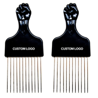 Peignes afro en métal pour salon de coiffure avec logo personnalisé poignée à dents larges pour hommes noirs