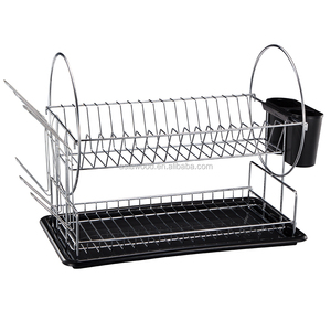 Stainless Steel Dish Racks Rack Kitchen Metal Rack 2 Tier Stainless Steel Kitchen Dish Racks Metal Dish Drying Racks Table Storage Dish Rack AWK104