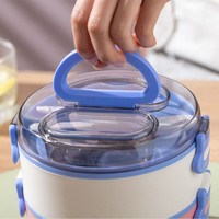Boîte à lunch ronde multi-compartiments en plastique isolé à double couche, de qualité alimentaire, pour étudiants, mignonne, avec motifs de dessins animés